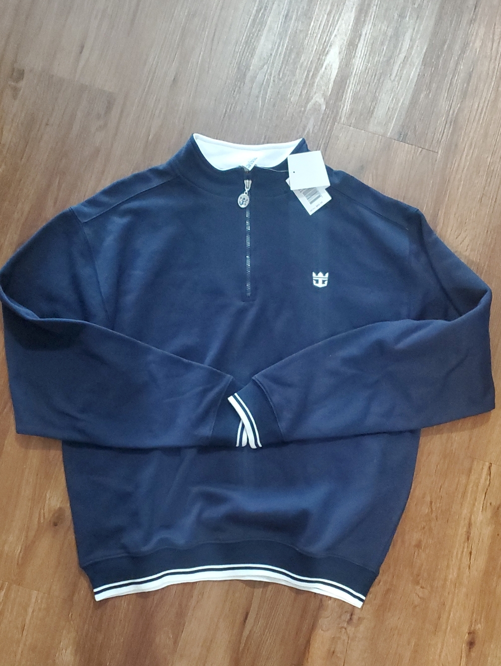 Men's Navy Quarter-Zip Pullover Sweatshirt with Contrast Trim